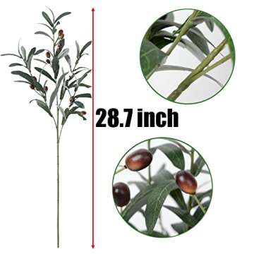 SzJias Olive Branches for Vases Artificial Olive Branch Faux Branches Olive Stems for Vase Fake Olive Tree Branches (3 Branches, 28.7 inch/Each)