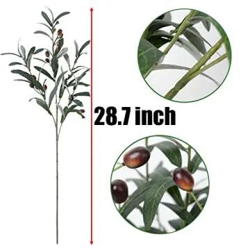 SzJias Olive Branches for Vases Artificial Olive Branch Faux Branches Olive Stems for Vase Fake Olive Tree Branches (3 Branches, 28.7 inch/Each)