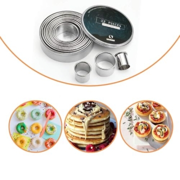 SurgeHai 12 Piece Round Cookie Cutter Set for Baking