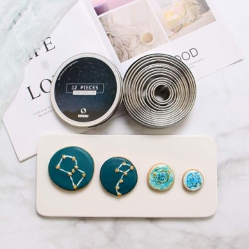 SurgeHai 12 Piece Round Cookie Cutter Set for Baking