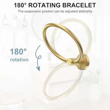 SetSail Towel Holder for Bathroom Wall Gold Towel Ring SUS304 Stainless Steel Hand Towel Holder Heavy Duty Towel Hanger for Bath, Kitchen Drill Hole, 2 Pack