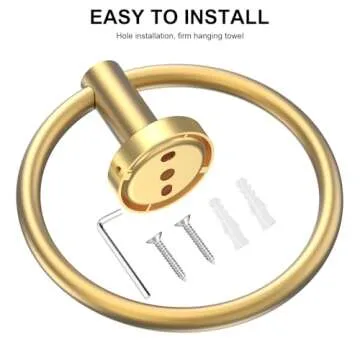 SetSail Towel Holder for Bathroom Wall Gold Towel Ring SUS304 Stainless Steel Hand Towel Holder Heavy Duty Towel Hanger for Bath, Kitchen Drill Hole, 2 Pack