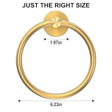 SetSail Towel Holder for Bathroom Wall Gold Towel Ring SUS304 Stainless Steel Hand Towel Holder Heavy Duty Towel Hanger for Bath, Kitchen Drill Hole, 2 Pack