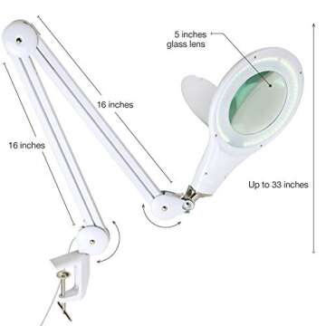 Brightech LightView PRO Magnifying Desk Lamp, 2.25x Light Magnifier, Adjustable Magnifying Glass wit...