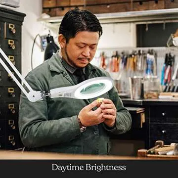 Brightech LightView PRO Magnifying Desk Lamp, 2.25x Light Magnifier, Adjustable Magnifying Glass with Light for Crafts, Reading, Close Work - White