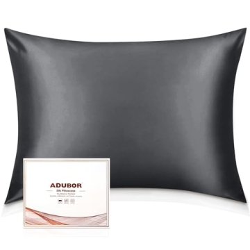 Adubor Silk Pillowcase - 100% Pure Mulberry Silk, 23 Momme 6A Grade Fibers, 900 Thread Count, Silk P...