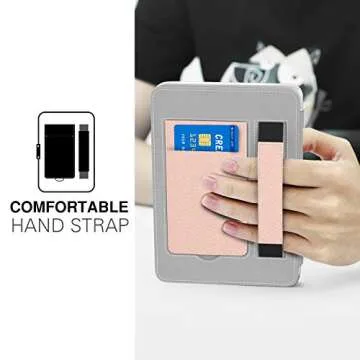 MoKo Case Fits 6" Kindle Paperwhite (10th Generation, 2018 Releases), Lightweight PU Leather Cover Stand Shell with Hand Strap for Amazon Kindle Paperwhite 2018 E-Reader - Rose Gold