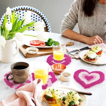 Preppy Tufted Coasters Set Smiling Face Cute Heart Pastel Decor