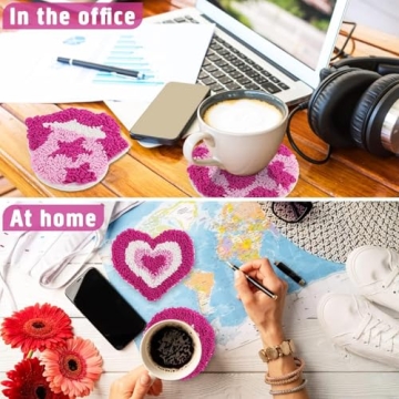 Preppy Tufted Coasters Set Smiling Face Cute Heart Pastel Decor