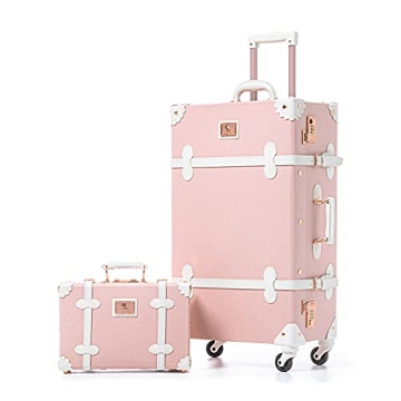 Unitravel 2 Piece Vintage Suitcase Set | 26 Inch Handmade Luggage with 12 Inch Train Case