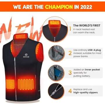 DOACE Upgraded Heated Vest for Men and Women, Smart heated Jacket, Battery Not Include