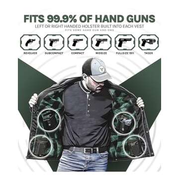 Venado Concealed Carry Vest for Men - Built-in Left and Right Handed Holster (Black, XX-Large)