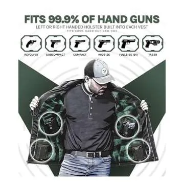 Venado Concealed Carry Vest for Men - Built-in Left and Right Handed Holster (Black, XX-Large)