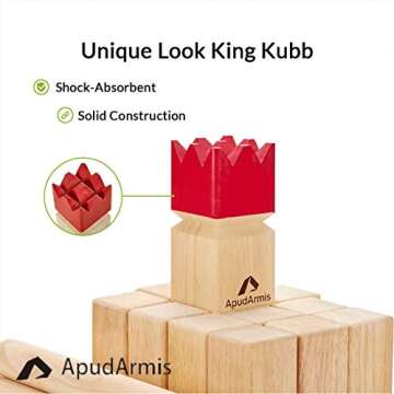 ApudArmis Kubb , Viking Chess Outdoor Clash Toss Yard Game with Carrying Case - Rubber Wooden Backyard Lawn Games Set for Teenagers Adults Family