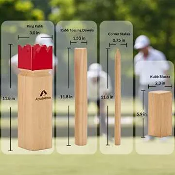 ApudArmis Kubb , Viking Chess Outdoor Clash Toss Yard Game with Carrying Case - Rubber Wooden Backyard Lawn Games Set for Teenagers Adults Family