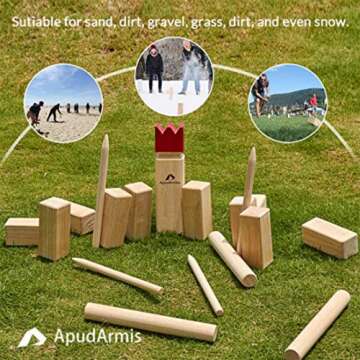 ApudArmis Kubb , Viking Chess Outdoor Clash Toss Yard Game with Carrying Case - Rubber Wooden Backyard Lawn Games Set for Teenagers Adults Family