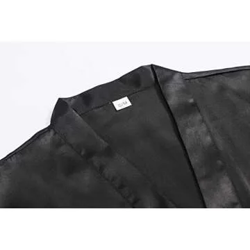 Mignon Cromwell Women's Pure Color Satin Kimono Robe Short Bridesmaids Robe Dressing Gown