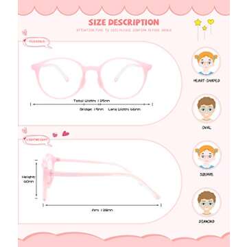 livho Kids Blue Light Blocking Glasses, Computer Gaming TV Glasses for Boys Girls Age 3-15 Anti Glare & Eyestrain & Blu-ray Filter (Pink)
