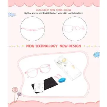 livho Kids Blue Light Blocking Glasses, Computer Gaming TV Glasses for Boys Girls Age 3-15 Anti Glare & Eyestrain & Blu-ray Filter (Pink)