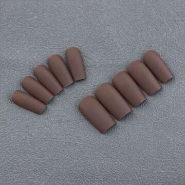 KQueenest Matte Brown Press on Nails for Women - 24 Pcs