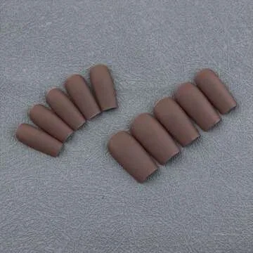 KQueenest Matte Brown Press on Nails for Women - 24 Pcs