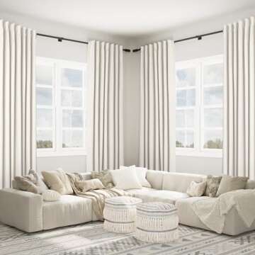 Joywell Cream Ivory Linen 100% Blackout Curtains 84 Inches Long,Pinch Pleated Back Tab Drapes with Hooks Light Blocking Thermal Insulated for Bedroom Living Room,W40 x L84,Natural Beige,2 Panels