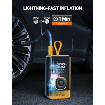 AstroAI L7 Air Tire Inflator Portable Air Compressor with Fast Inflation, LED Light