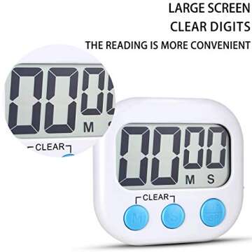 2 Pack Digital Kitchen Timer for Cooking Big Digits Loud Alarm Magnetic Backing Stand Cooking Timers...