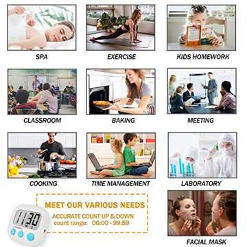 Big Digit Digital Kitchen Timers Loud Alarm Magnetic Stand