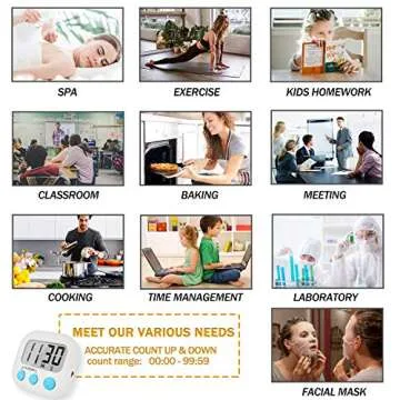 Big Digit Digital Kitchen Timers Loud Alarm Magnetic Stand