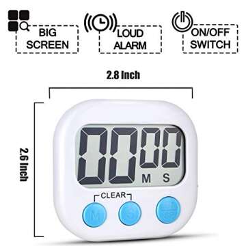 Big Digit Digital Kitchen Timers Loud Alarm Magnetic Stand