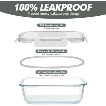 VERONES 30 Pieces Glass Meal Prep Containers Set, Airtight Glass Lunch Containers, Stackable Glass Food Storage Containers with Lids, for Microwave, Oven, Freezer & Dishwasher Friendly,White