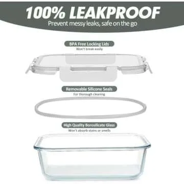 VERONES 30 Pieces Glass Meal Prep Containers Set, Airtight Glass Lunch Containers, Stackable Glass Food Storage Containers with Lids, for Microwave, Oven, Freezer & Dishwasher Friendly,White