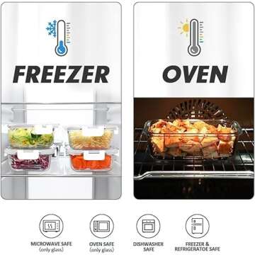 VERONES 30 Pieces Glass Meal Prep Containers Set, Airtight Glass Lunch Containers, Stackable Glass Food Storage Containers with Lids, for Microwave, Oven, Freezer & Dishwasher Friendly,White