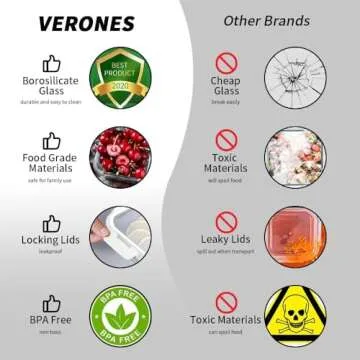 VERONES 30 Pieces Glass Meal Prep Containers Set, Airtight Glass Lunch Containers, Stackable Glass Food Storage Containers with Lids, for Microwave, Oven, Freezer & Dishwasher Friendly,White