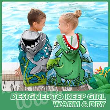 Cute 3 Pack Kids Hooded Bath Beach Towels for Ages 1-7