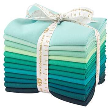 Robert Kaufman Fat Quarter Bundle Kona Cotton Lush Lagoon 12 Piece