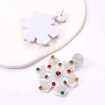 Festive 4 Pairs Christmas Earrings Handmade for Women