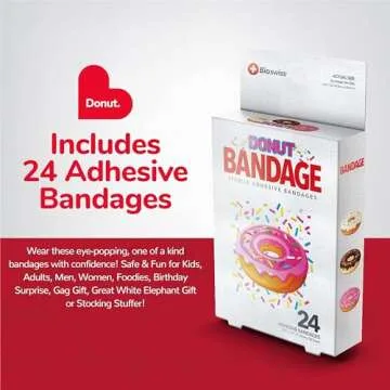 BioSwiss Bandages, Donut Shaped Self Adhesive Bandage, Latex Free Sterile Wound Care, Fun First Aid ...