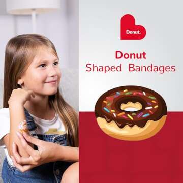 BioSwiss Bandages, Donut Shaped Self Adhesive Bandage, Latex Free Sterile Wound Care, Fun First Aid Kit Supplies for Kids, 24 Count