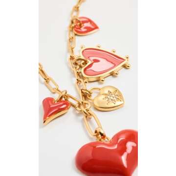 Shop Elizabeth Cole Mercedes Necklace with Heart Charms