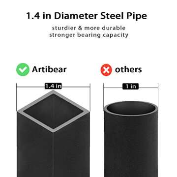 Artibear 4ft Outdoor Firewood Rack, Upgraded Adjustable Heavy Duty Logs Stand Stacker Holder for Fireplace - Metal Lumber Storage Carrier Organizer, Bright Black