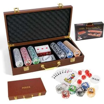 ZOOCEN 300PCS Poker Chips with Leather Case