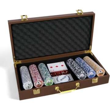 ZOOCEN 300PCS Poker Chips with Leather Case