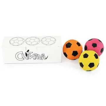 CHIWAVA 3PCS 2.7'' Squeak Latex Dog Toy Football Chew Fetch Throw Ball for Medium Dogs Interactive Play