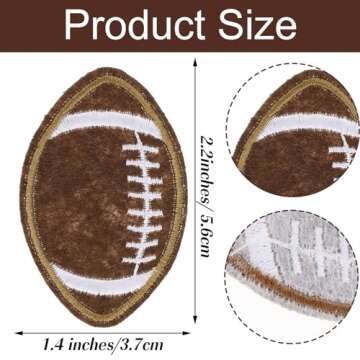Football Iron On Patches 10 PCS Football Patch Football Embroidered Patches Dark Brown Embroidered A...