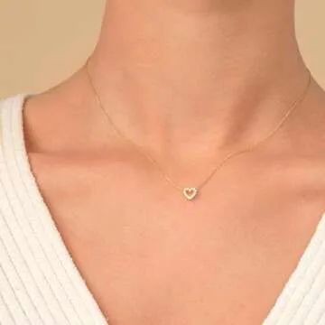 BAYLAY Gold Heart Necklace for Women - 18K Gold Plated Cute Heart Necklace Dainty Gold Necklace Diamond Necklace Gold Heart Necklaces for Women Gold Jewelry Gifts