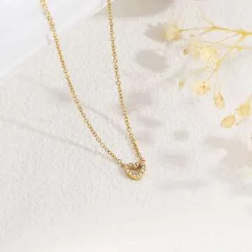 BAYLAY Gold Heart Necklace for Women - 18K Gold Plated Cute Heart Necklace Dainty Gold Necklace Diamond Necklace Gold Heart Necklaces for Women Gold Jewelry Gifts
