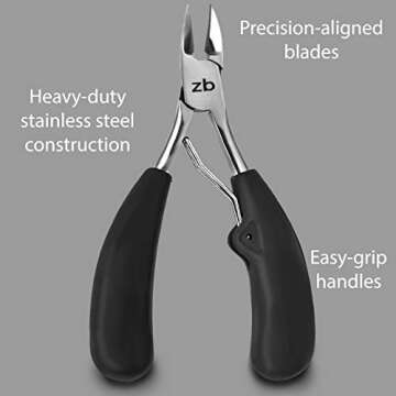 Zizzili Basics Toenail Clippers for Thick or Ingrown Toenail - Large Handle for Easy Grip + Sharp St...