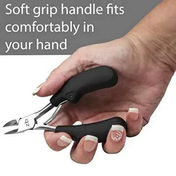 Zizzili Basics Toenail Clippers for Thick or Ingrown Toenail - Large Handle for Easy Grip + Sharp Stainless Steel - Best Nail Clipper & Pedicure Tool for Seniors - Maintain Healthy Nails with Ease